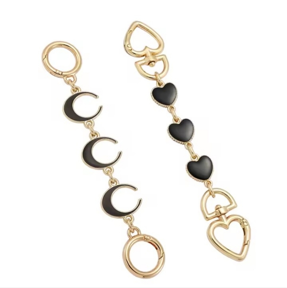 Coach Monogram Blk/Gold Set(2) Purse Charm Or Strap Extender, NWOT